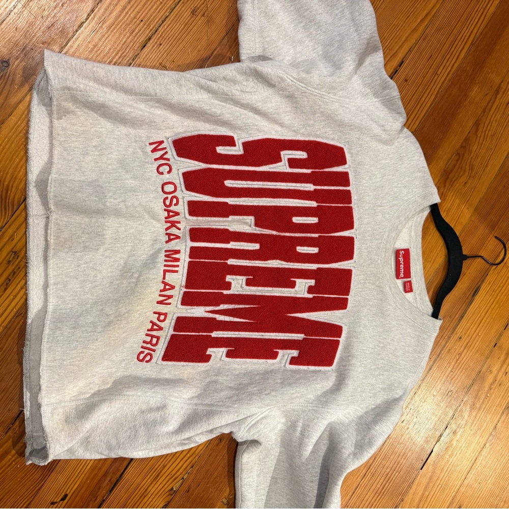 Supreme Red and Gray Fleece Sweatshirt